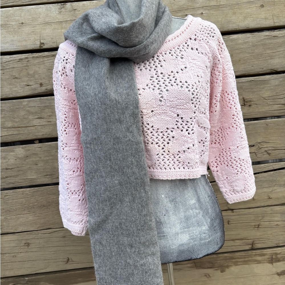 Alashan grey fringed scarf, 95% merino wool / 5% cashmere - Picture 3 of 9